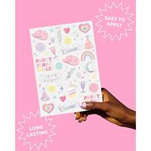 Xo Fetti Pastel Rainbow Temporary Tattoos 50 Iridescent Foil Styles Preppy Birthday Party Supplies  Party Favors Party Vibes Only6eds2 - Birthday - View 5