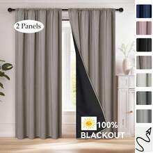 2 件遮光窗帘隔热衬里窗帘布适用于客厅、卧室、厨房、浴室、家居装饰