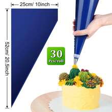 50 Disposable Piping Bags Per Pack, Extra-Large And Thickened 21-Inch Size, Suitable For Decorating Cookies, Cupcakes, And Dessert Cakes. A Must-Have For Back-To-School Season. - Blue - View 13