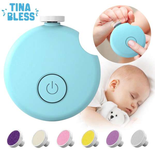 Tinabless 1pc Gentle Electric Nail Trimmer | Child-Safe Nail Clipper | Automatic Nail Grinder, 6 Grinding Heads, Safe Nail Clippers For Toes And Fingernails, Nail File Tool For Easy And Gentle Nail Grooming