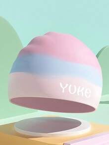 1pc Gradient Candy-Colored Silicone Swim Cap, Waterproof Swimming Cap With Ear Protection For Boys And Girls, Fits Large Head - Multicolor - View 11