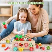 6-In-1 Wooden Toy For Children, Valentine's Day Gift Ideas, Carrot Picking Toy, Shape Sorting Puzzle, Fine Motor Skills Training Toy - Nhiều màu - Xem 7