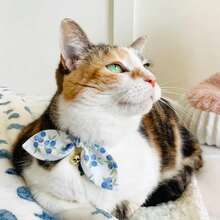 1 chiếc vòng cổ cho mèo hình nơ in hình quả việt quất, vòng cổ điều chỉnh được kèm chuông, phù hợp cho chó và mèo nhỏ. - Màu xanh lam - Xem 3