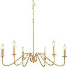 1pc Vintage Iron Branches Pendant Light, 6 Lights, Black/Gold, Modern Living Room Chandelier, Industrial Style Farmhouse Pendant Lamp, Suitable For Indoor Decoration, Living Room, Bedroom, Dining Room, E14 Bulb Socket, AC85-265V, D88cm/35 Inch (Bulbs Not Included)