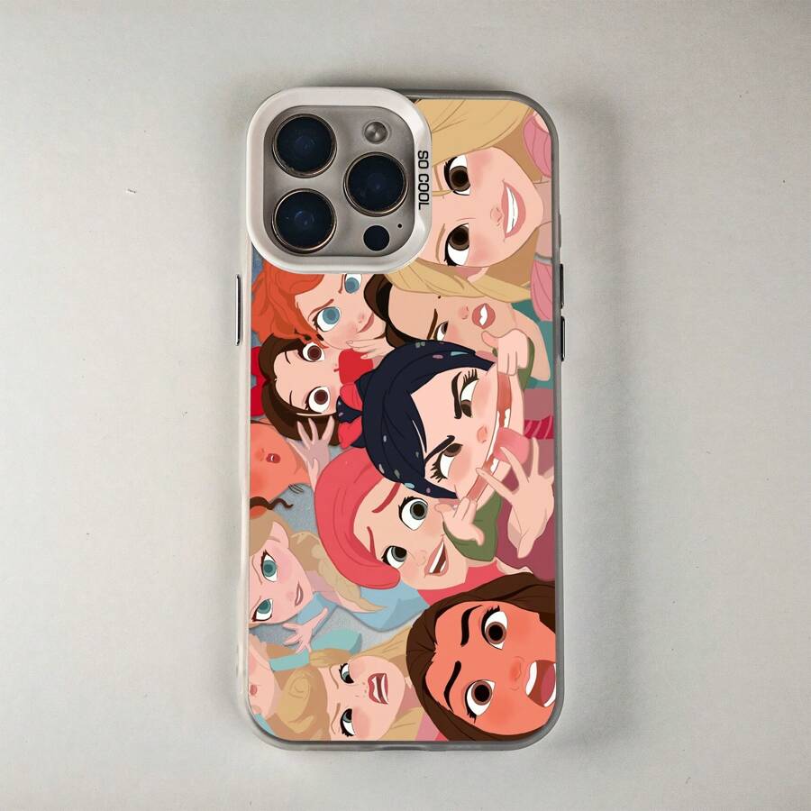 Suitable For IPhone 16/15/14/13/12/11 Pro Group Of Cartoon Princess Characters,  - Inspired Graphic Mobile Phone Case, Using PC Material, Fashionable And Beautiful Protective Case Gifts For Family, Friends, Kids, Birthday,Spring, Holiday, Boyfriends, Girlfriends, Valentine's Day - 白色 - 查看 1