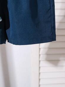 女童休闲格子无袖上衣和短裤两件套，幼儿 - 藍色 - 查看 8