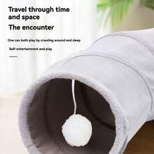 可折叠 S 形猫隧道，适合室内猫和小猫，包括悬挂球和窥视孔，大型可折叠游戏洞穴玩具，也适合兔子、雪貂、小型犬和其他小型宠物
