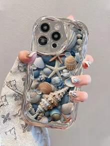 Ocean 1 件时尚电镀贝壳印花加厚防震手机壳，适用于苹果系列防水防摔防刮 - 彩色 - 查看 2