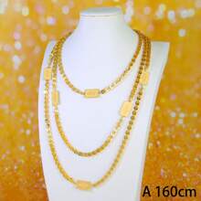 Collar largo de boda diseño árabe chapado en oro 21k, joyas islámicas de Dubai para mujeres, novias, compromiso y fiestas, joyería italiana
