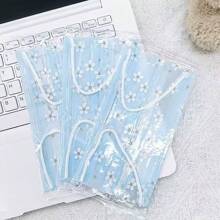 40pcs Ladies Floral Print Cute Cartoon Disposable Face Masks, Lightweight Breathable, Individually Wrapped, Stylish Ins Style, Summer