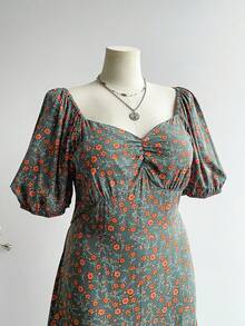 Rusttydustty 大码女式碎花休闲度假短袖/长袖连衣裙，波西米亚风格，适合海滩装扮、夏威夷音乐节和热带度假。 - 綠色 - 查看 5