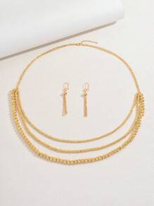 3 Peças Conjunto Deslumbrante de Colar Longo de Contas Redondas de Eid Al Fitr de Alta Qualidade, Brincos, Corrente de Suéter, Acessórios de Casamento Feminino para Festa
