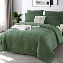 2/3 Pieces Luxury Solid Color Comfortable Breathable Comforter Set, Anti-Shrink And Anti-Fading Luxury Hotel-Grade Easy-Care Comforter Set, Machine Washable, High-Quality Bedding For All Seasons, Daily Holiday Gifts - Xám - Xem 6