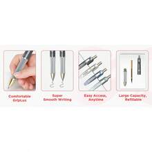 Sooez Griplux Gel Pen, Refillable & Retractable Black Ink Pens, Soft Grip Arthritis Pens Writing, 0.7mm Fine Point Smooth Writing Pens, Quick Dry Big Pen Journaling, Gray - Grey - View 9