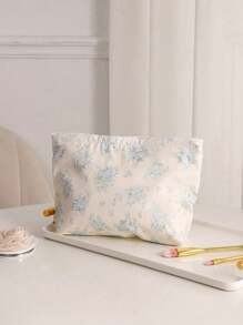 1pc Makeup Bag Relief Flower Cosmetic Bag Women Bags For Make Up , Small Bag Storage Makeup Case,Travelling Bags For Ladies,Pencil Case Daily Big Large Capacity Makeup Brushes Travel Toiletry Bag Organizer Make Up Bag