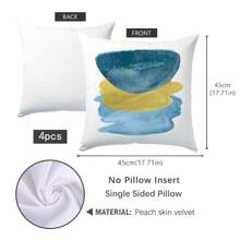 4 piezas Fundas de cojín abstractas en colores azul y dorado, tela de terciopelo suave, impresión unilateral de 45*45cm, adecuado para sala de estar, dormitorio, sofá, decoración del hogar, fundas de cojín, regalo
