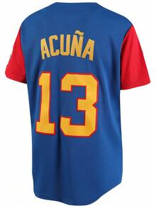 Atonmore Camiseta de béisbol azul número 13 para hombre, camisa deportiva casual con botones y bordados, camisa deportiva para entrenamiento y partidos - Azul - Ver 2