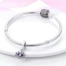 1 Pc S925 Sterling Silver Colored Zirconia Devil's Eye Pendant For DIY Bracelet Necklace Jewelry Making Exquisite Jewelry Gifts For Women, Family And Friends.