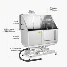 Electric Lift Dog Washing Station, 50 Inch Professional Stainless Steel Pet Grooming Tub W/ PE Water Filter Board, Faucet & Showerhead Dog Bathtub Washing Sink For Multiple Pets (Right Door) - US A Type Plug(110-127V) - View 10