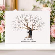 1pc Creative Fingerprint DIY Finger Painting Wedding Party Company Annual Meeting Personalized Fingerprint Sign-In Picture Sign-In Tree, Increase Fun, Decorative Painting, Living Room, Bedroom, Decorative Poster, Memorable, Canvas, No Frame Fingerprint Tree, Instant Download, Printable, Wedding, Guestbook, Anniversary, Friendship, Tree Picture, Cards, Gifttags, Home Decor - Multicolor - View 9