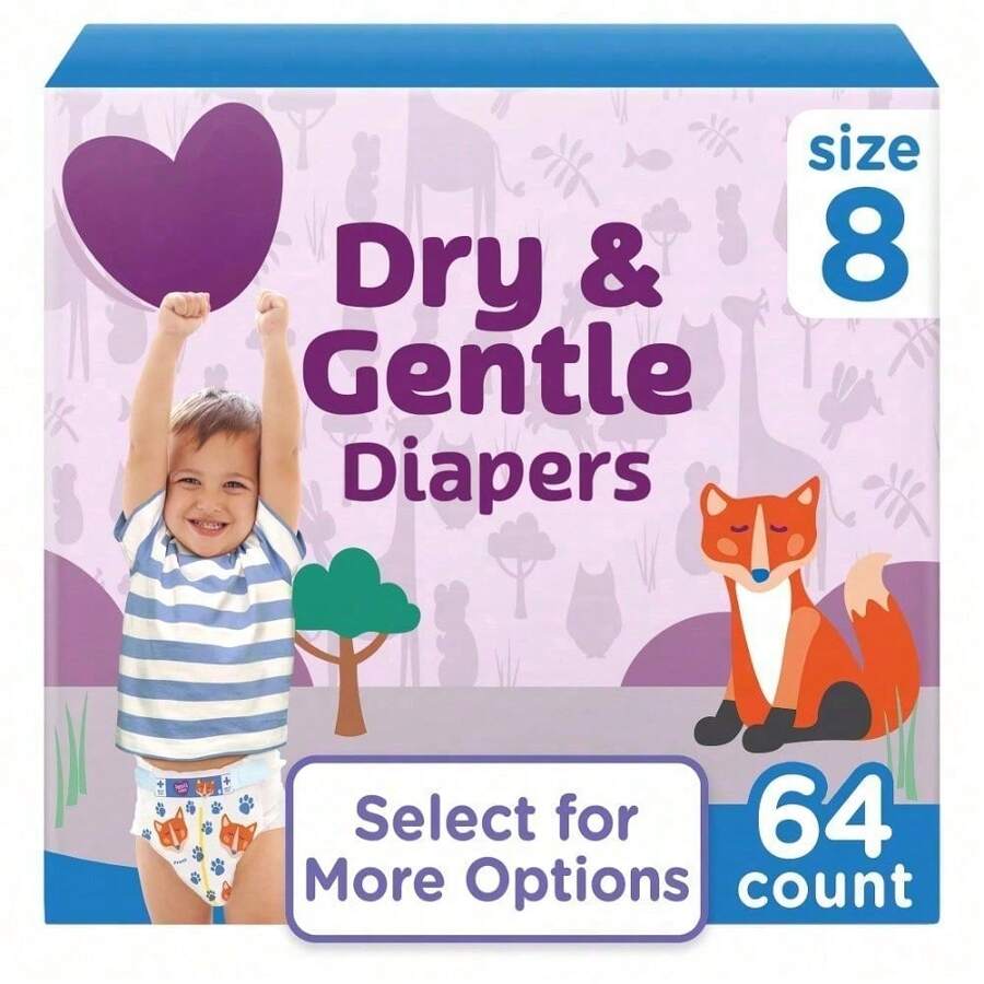Parent's Choice Dry & Gentle Diapers Size 8, 64 Count (Select For More Options)-X - 64 - View 1
