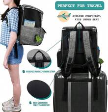 Dog Travel Bag Backpack, Airline Approved Dog Bags For Traveling, Puppy Diaper Bag Supplies, Pet Camping Essentials Hiking Accessories Dog Mom Gift, Food Container, Collapsible Bowls, Gray - 彩色 - 查看 7