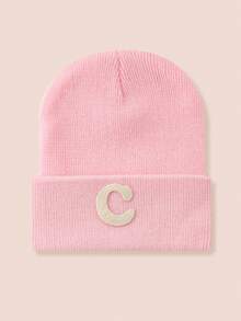 1顶粉色儿童帽，印有26个字母，针织帽，适合男婴和女婴，保暖，适合户外和日常佩戴。 - 粉色 - 查看 5