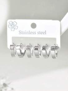 Set de 6 aros de aro de acero inoxidable de calidad premium y minimalista