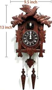 Cuckoo Clock Vintage Large Wooden Wall Clock Handcrafted 13x9.5 Inch Brown