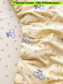 1pc Elegant Yellow Cherry Blossom Comforter Cover, 100% Polyester, Ultra-Soft Fabric, No Pillowcase, Machine Washable, For All Seasons