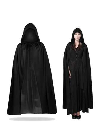 1 pieza Capa negra con capucha para hombres y mujeres - Disfraz de capa negra para Halloween - Disfraz convincente de vampiro o bruja - Capa larga con capucha como capa de vampiro, capa de mago, capa de cosplay para adultos, adecuada para fiestas de Halloween