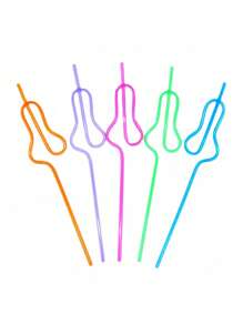 1/5/10/15 件 PET 葫芦形吸管，适用于儿童趣味派对、单人派对装饰吸管、卡通艺术形塑料吸管、可重复使用的塑料饮用吸管、甜蜜婚礼派对吸管，适合节日派对、为早餐牛奶或果汁增添乐趣、毕业派对、圣诞礼物。 - 彩色 - 查看 7
