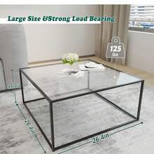 Glass Coffee Table Modern Center Table,Minimalist Coffee Table Sofa Side Tea Table For Living Room,Tempered Glass-Top With Sturdy Metal Frame, Easy Assembly,26.4 X 26.4 X 15.7 Inches, Gold - Black - View 2