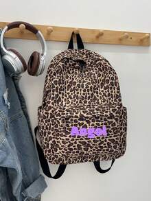 Personalized Leopard Print Backpack, Featuring Eye-Catching Leopard Print In A Variety Of Colors (Classic Brown, Cool Black And White, Etc.). Add Your Name (Or Any Text), Spacious Main Compartment And Front Pocket To Store Books, Electronics, Makeup And Daily Essentials. Comfortable Straps Ensure Long-Term Use. Perfect For School Days, Travel, Commuting Or Going Out. - Multicolor - View 11