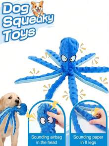 Squeezing Dog Toy For Puppy Breeding Game, Wrinkled Interactive Plush Chewing Dog Toy Octopus For Hiding And Searching, And Puppy Toothing, Perfect For Puppies, Small And Medium Sized Dogs, Set Of 1 (Blue) - Multicolor - View 4