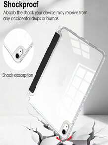 1 Stück klappbarer, multiwinkliger Ständer, kratzfest, bruchsicher, intelligenter Schlaf-Stylus-Halter, transparente TPU Weichkante Schutzhülle kompatibel mit iPad