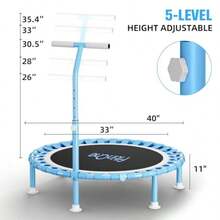 40 Fitness Mini Trampoline With Adjustable Handle Bar 330lbs Foldable Bungee Rebounder For Adults And Stable Quiet Exercise Rebounder Indoor Workout SH PO - בול - ראה 3
