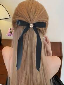 1 Peça Presilha de Decoração com Laço Floral de Pérola Fashion para Mulheres, Versátil e Elegante, Acessório de Cabelo, Acessórios de Verão, Viagem, Presilhas de Garra, Presilhas para Cabelo, Grampo de Cabelo, Garras de Cabelo