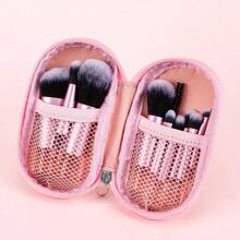 New 10 Mini Makeup Brush Set With Brush Bag, Complete With Eye Shadow Loose Powder - 粉色 - 查看 2