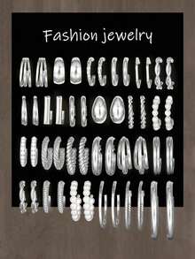 48-96 Pieces Fashionable, Elegant And Simple, Inlaid With Imitation Pearls, Love Butterfly Twist Hollow Design Earrings Set, Suitable For Women's Daily Light Luxury Collocation, To Participate In The Party Vacation Dating, Perfect Gift - 96PCS (Bạc) - Xem 3