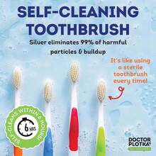 MOUTHWATCHERS 儿童软牙线牙刷，粉色，超洁净手动牙刷，适用于敏感牙齿和牙龈，Plotka 博士出品，重返校园 - 黃色 - 查看 4