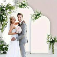 Arch Backdrop, 6ft, 6.6ft, 7.2ft Wedding Arch Cover 2 Sided Spandex Fitted Fabric Arch Backdrop Dome Arch Backdrop Fabric For Birthday Party Wedding Arch Stand Decoration - White (Stand Not Included, Fabric Backdrop Only)