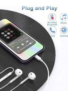 No Need To Connect Bluetooth, Plug And Play,Wired In-Earphone Compatible With Apple Lightning,Wired Headphones In-Ear Earbuds Earphones Compatible With Iphone/Ipad Lightning ,Wired EarPods Headphones With Lightning Connector, Wired Ear Buds Compatible With Iphone With Built-In Remote To Control Music