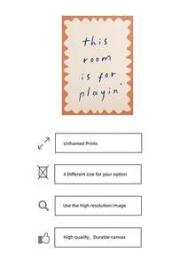 1 件游戏室标志墙艺术“这个房间是用来玩耍的”早期教育名言和幸福家庭印刷品，无框帆布海报，适用于儿童房/育儿室/卧室装饰，趣味墙面装饰，适用于儿童游乐区、宿舍和派对装饰（无框艺术印刷品） - 彩色 - 查看 6