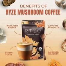SUPERFOODS Mushroom Coffee USDA Organic Contains 6 Types Of Adapted Mushrooms And MCT Oil. Instant Coffee Grown In The United States Provides Better Energy, Concentration, Digestion, Immunity, And Lion Mane And Turkey Tail - Nấm - Xem 5