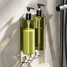 [Sans perçage avec crochet] Support mural pour distributeur de savon - Étagère pour gel douche et shampooing anti-ajout pour hôtels/appartements - Organisateur de rangement avec crochet pour salle de bain