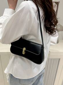 Bolso informal y sencillo de solapa de PU para llevar bajo el brazo. Adecuado para compras, monedero, estudiantes, mujeres jóvenes y oficinistas. Perfecto para la oficina, el colegio, el trabajo, los negocios, el desplazamiento, actividades al aire libre, viajes y picnics.