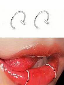 3 件/2 件/1 件银色朋克风格无孔唇环时尚个性化唇环，男女皆宜