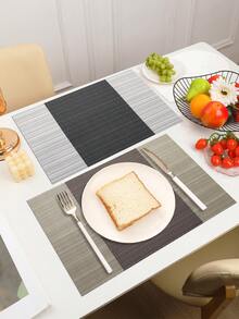 2/4/6/8/12pcs Woven Striped Placemats, Hollow Drain Tea Coasters, PVC Material 11.8in X 17.7in Heat-Insulating Mats, Washable, Trimmable, Easy To Clean, Wipe-Able, Non-Slip, Heat-Resistant, Suitable For Gifts, Room Decor, Dining Table Decor, Home Decor, Birthday Decor, Wedding Decor, Outdoor Decor, Picnic Decor