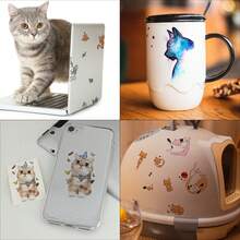 24 Sheets Cute Cartoon Cat Temporary Tattooos Watercolor Cat Design Tattooo Sticker For Woman Girls Boys Body Waterproof Face Hand Fake Tattoo